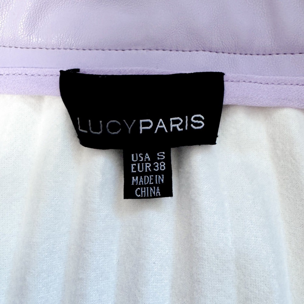Lucy Paris Purple Pleated Vegan Leather Midi Skirt Small Accordion High Rise - Picture 4 of 8